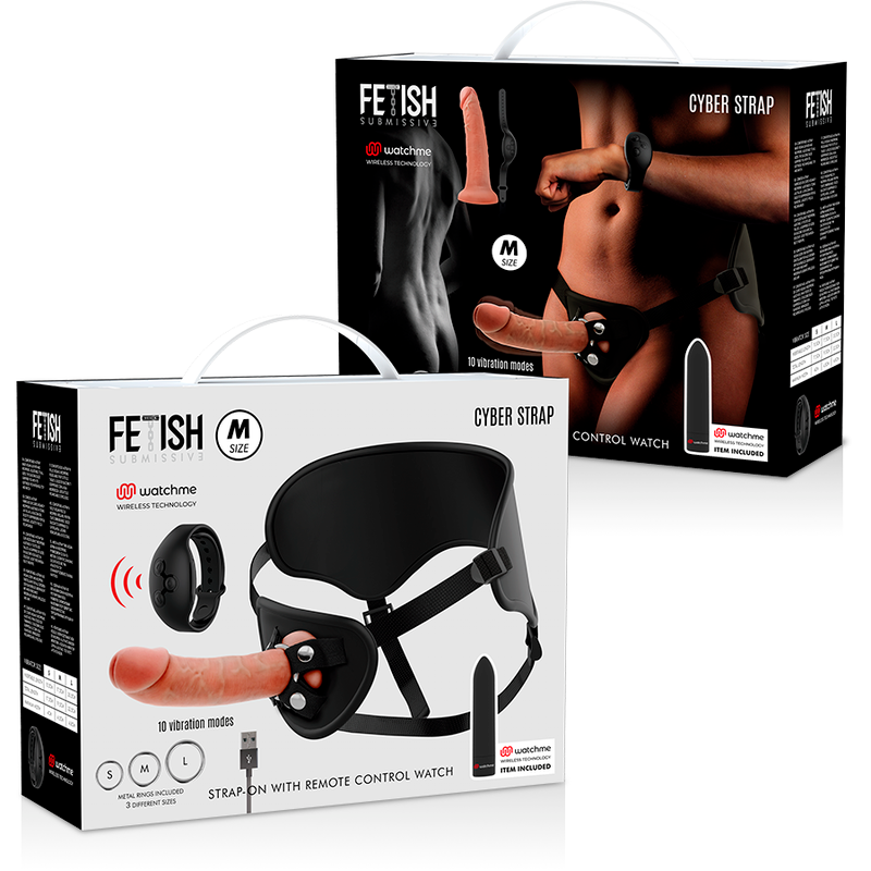 FETISH SUBMISSIVE CYBER STRAP - HARNAIS AVEC GODE ET TÉLÉCOMMANDE BULLET TECHNOLOGIE WATCHME M FETISH SUBMISSIVE