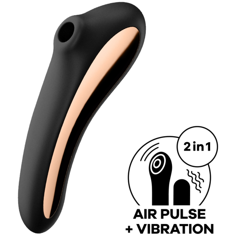 SATISFYER - VIBRATEUR DUAL KISS AIR PULSE NOIR SATISFYER AIR PULSE