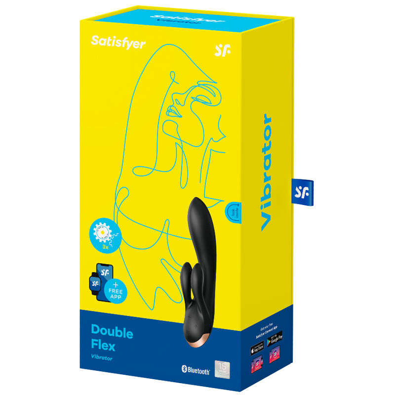 SATISFYER - APPLICATION VIBRATEUR DOUBLE FLEX NOIR SATISFYER CONNECT