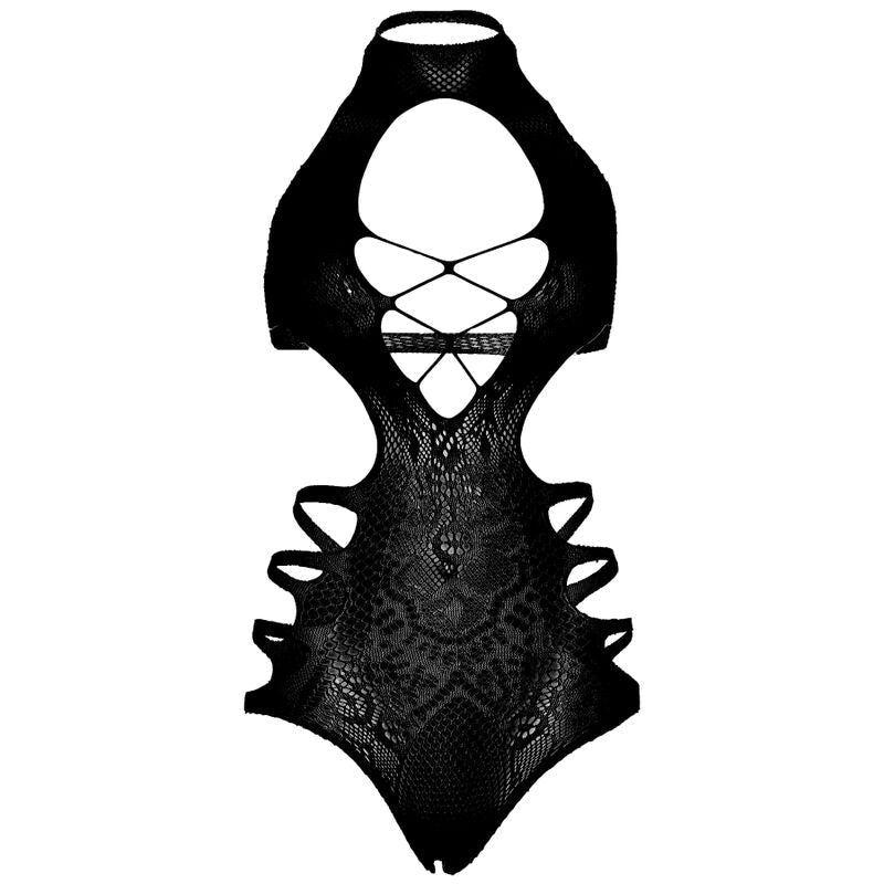 LEG AVENUE - BODY BRETELLES DÉCOUPÉE TAILLE UNIQUE - NOIR LEG AVENUE BODYSTOCKINGS