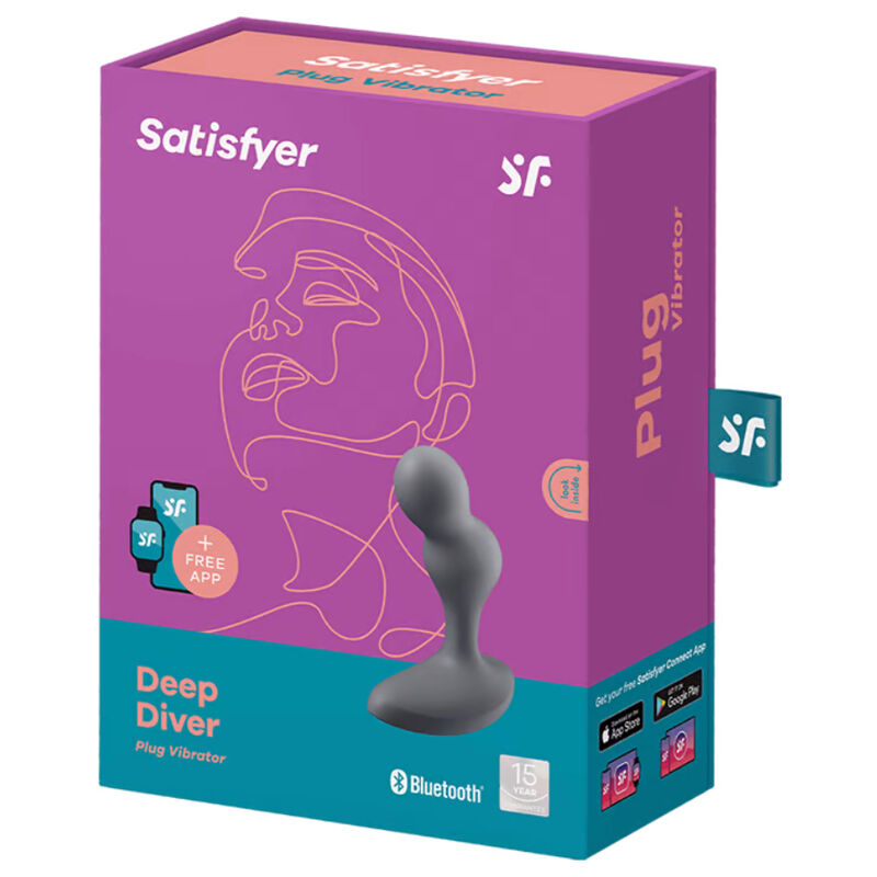 SATISFYER - APPLICATION DE PLUG VIBRANT DEEP DIVER GRIS SATISFYER CONNECT