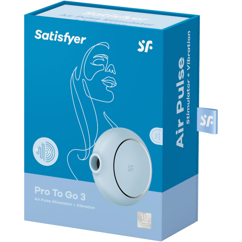 SATISFYER - STIMULATEUR ET VIBRATEUR DOUBLE AIR PULSE PRO TO GO 3 BLEU SATISFYER AIR PULSE