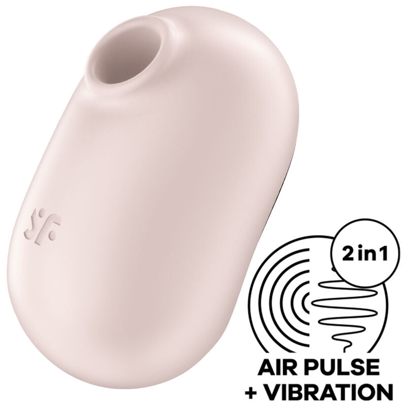 SATISFYER - STIMULATEUR ET VIBRATEUR DOUBLE AIR PULSE PRO TO GO 2 BEIGE SATISFYER AIR PULSE