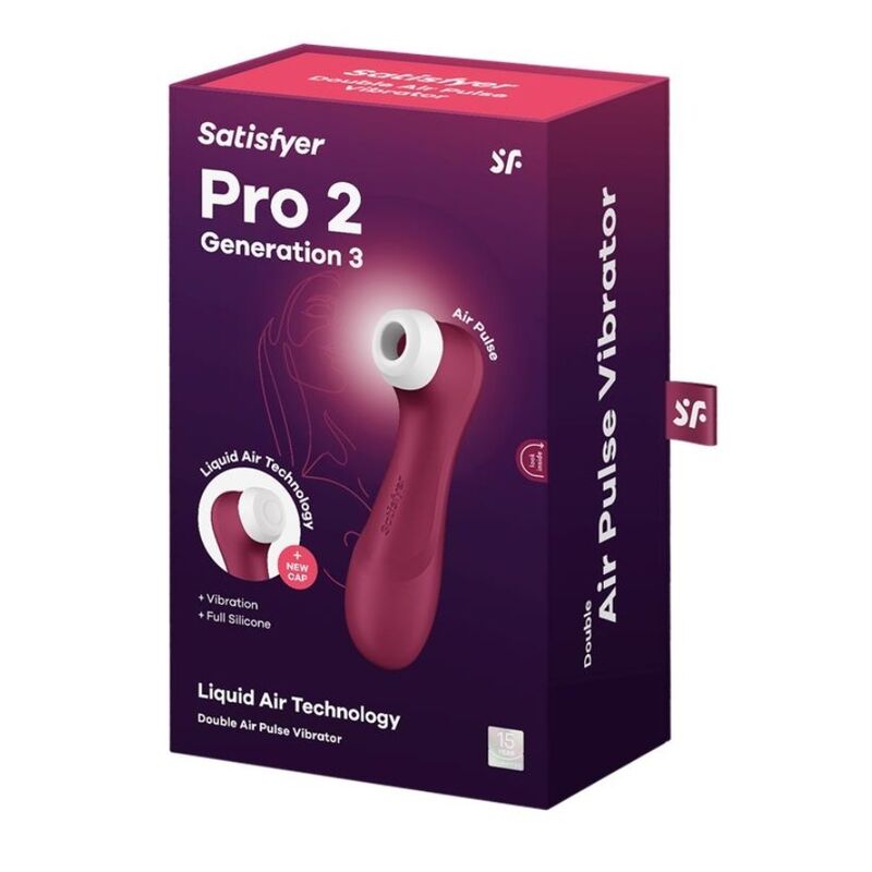 SATISFYER - PRO 2 GÉNÉRATION 3 TECHNOLOGIE AIR LIQUIDE VIN ROUGE SATISFYER AIR PULSE