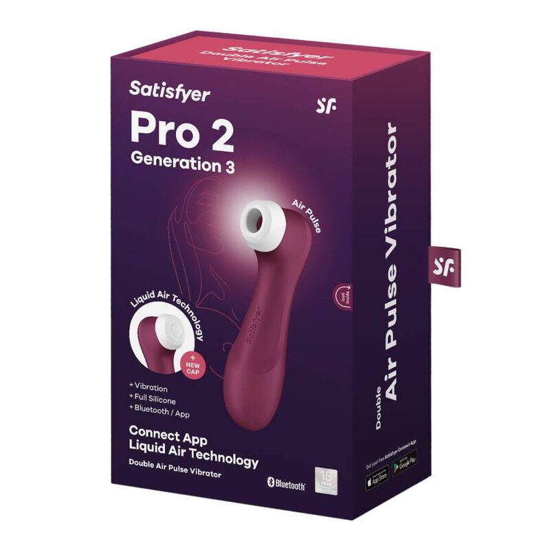 SATISFYER - PRO 2 GENERACIÓN 3 VIN ROUGE BLUETOOTH ET APPLICATION SATISFYER AIR PULSE