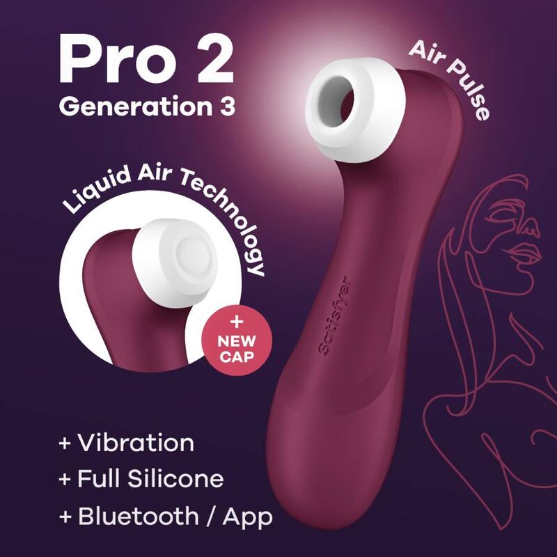 SATISFYER - PRO 2 GENERACIÓN 3 VIN ROUGE BLUETOOTH ET APPLICATION SATISFYER AIR PULSE