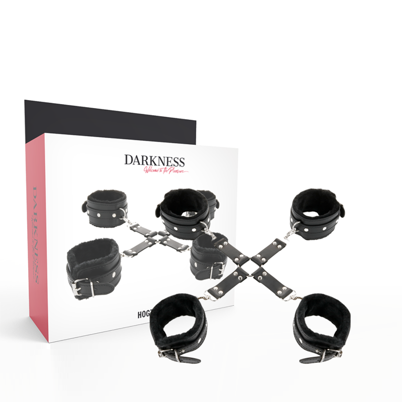 DARKNESS - MENOTTES EN CUIR POUR PIEDS ET MAINS NOIR DARKNESS BONDAGE