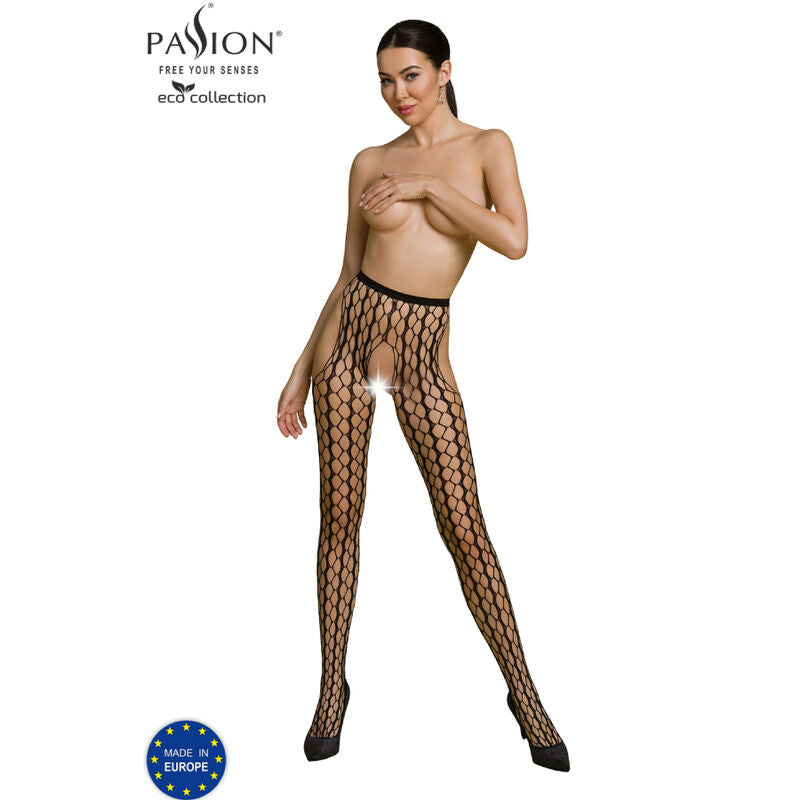 PASSION - BODYSTOCKING ECO COLLECTION ECO S007 NOIR PASSION WOMAN GARTER & STOCK