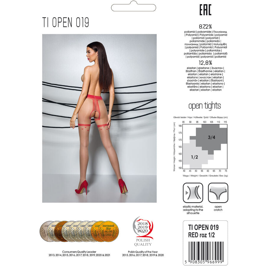 PASSION - TIOPEN 019 COLLANT ROUGE 1/2 20 DEN PASSION WOMAN GARTER & STOCK