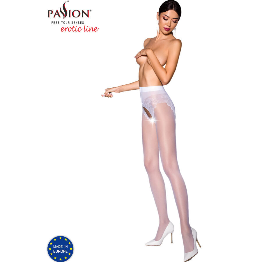 PASSION - TIOPEN 006 COLLANT BLANC 1/2 30 DEN PASSION WOMAN GARTER & STOCK