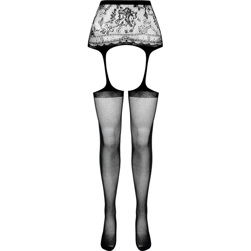 PASSION - COLLANT NOIR AVEC JARRETIÈRE S028 TAILLE UNIQUE PASSION WOMAN GARTER & STOCK