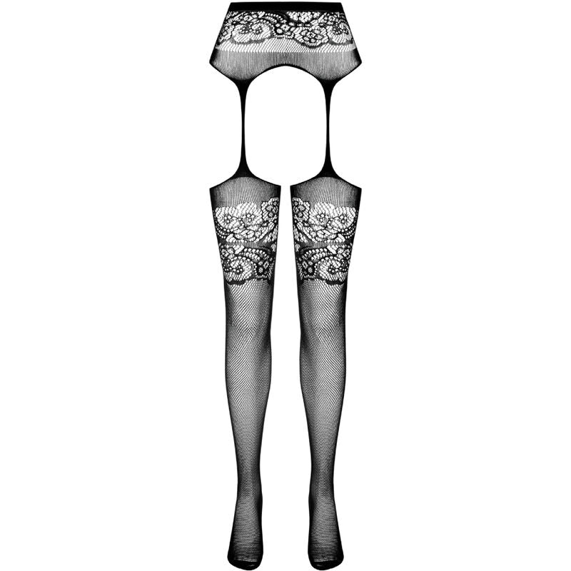 PASSION - S029 COLLANT NOIR AVEC JARRETIÈRE TAILLE UNIQUE PASSION WOMAN GARTER & STOCK