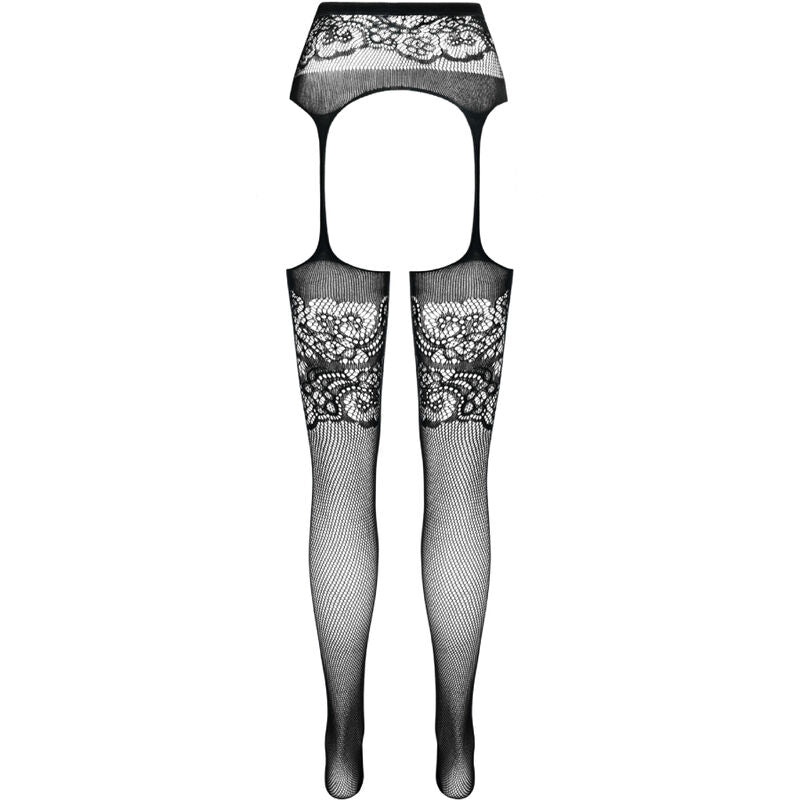 PASSION - S029 COLLANT NOIR AVEC JARRETIÈRE TAILLE UNIQUE PASSION WOMAN GARTER & STOCK