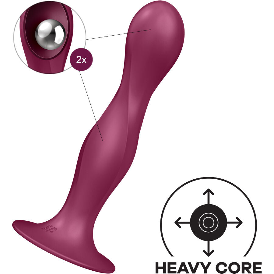 SATISFYER - GODE EN SILICONE DOUBLE BALL-R GRENAT SATISFYER PLUGS