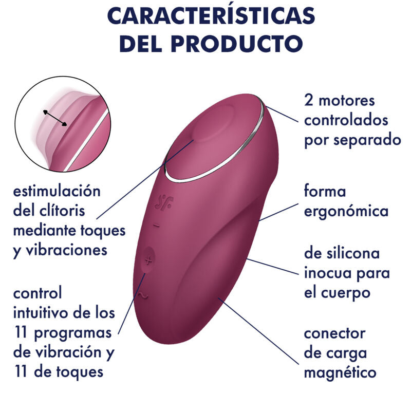 SATISFYER - TAP & CLIMAX 1 VIBRATEUR LAY-ON ROUGE SATISFYER LAYONS