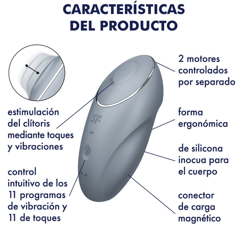 SATISFYER - TAP & CLIMAX 1 VIBRATEUR LAY-ON GRIS SATISFYER LAYONS