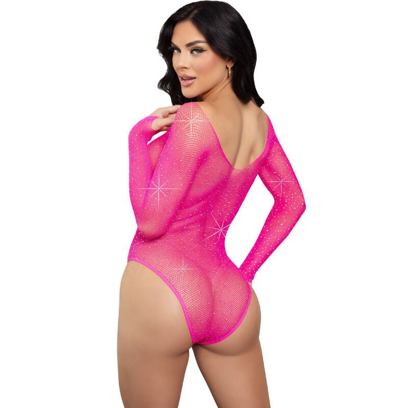 LEG AVENUE - BODY À MANCHES LONGUES CRISTALLISÉ FUCHSIA LEG AVENUE TEDDIES