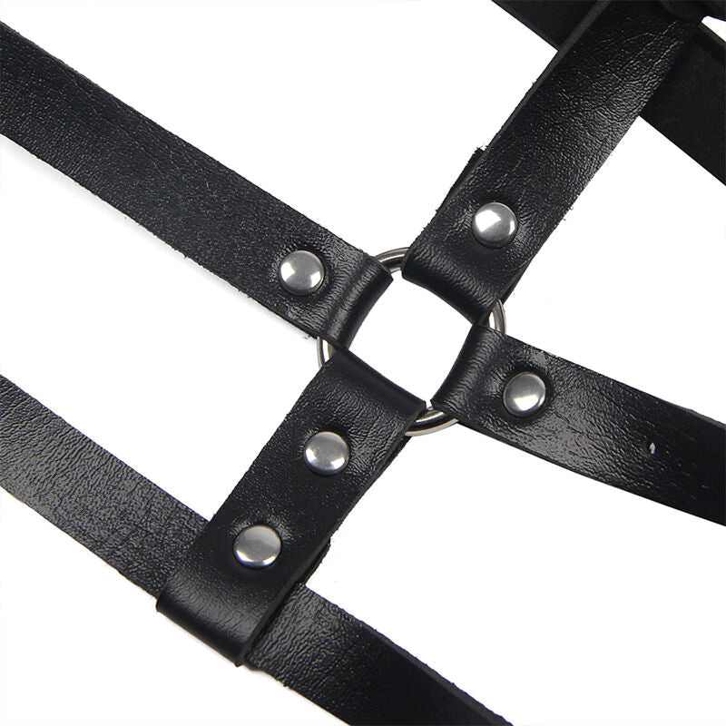 SUBBLIME - HARNAIS POITRINE ANNEAU CUIR NOIR TAILLE UNIQUE SUBBLIME FETISH