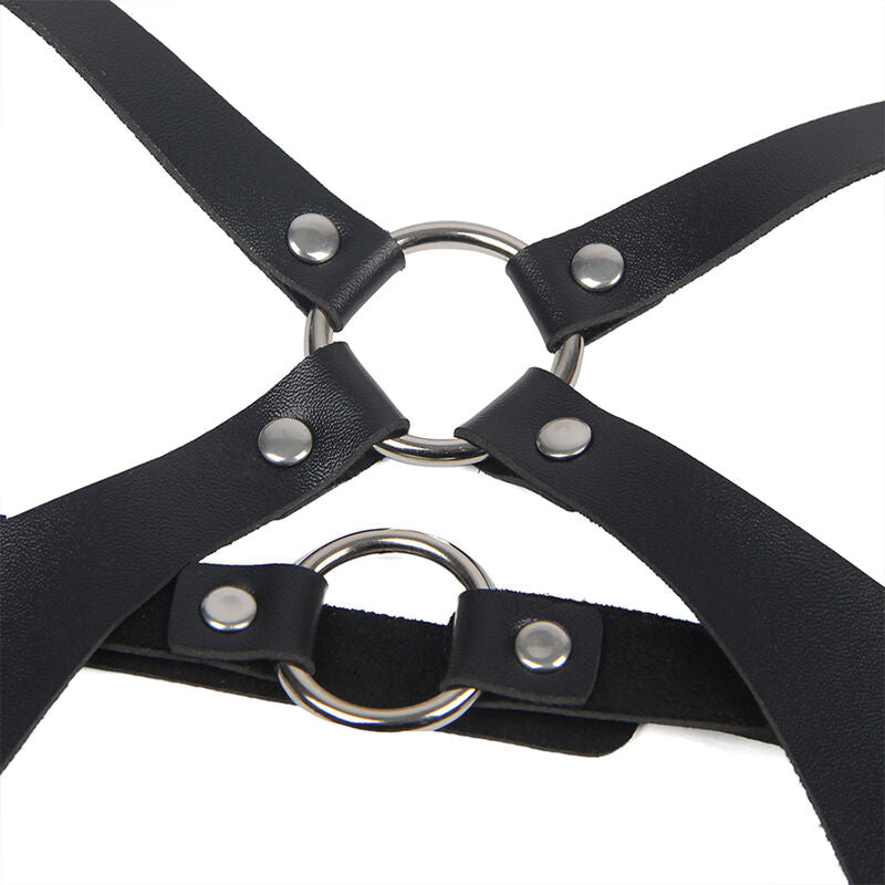 SUBBLIME - HARNAIS COMPLET AVEC BOUCLES EN CUIR NOIR TAILLE UNIQUE SUBBLIME FETISH