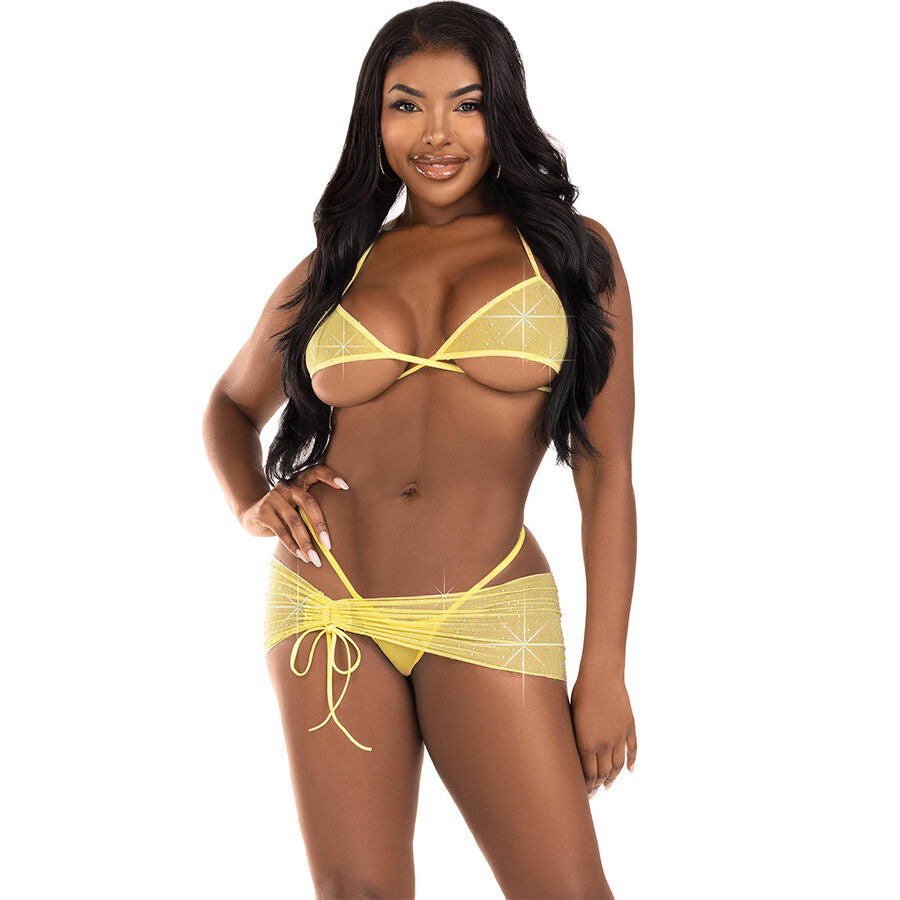 LEG AVENUE - ENSEMBLE TROIS PIÈCES DIAMANTS JAUNE M/L LEG AVENUE SETS