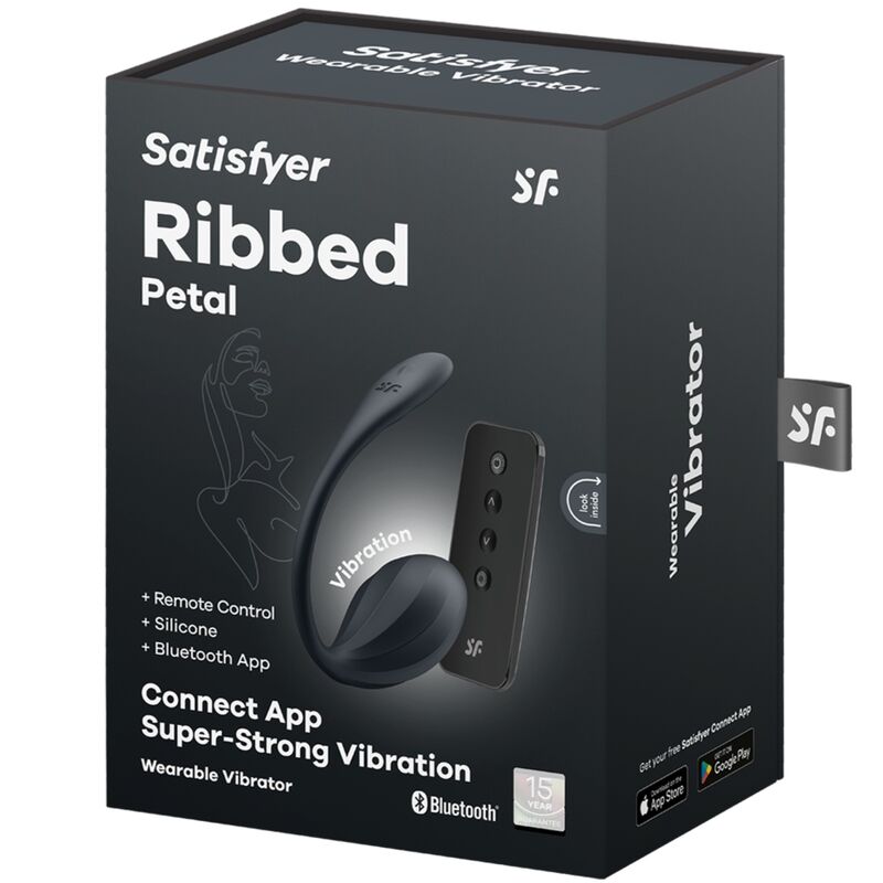 SATISFYER - RIBBED PETAL TÉLÉCOMMANDE DE STIMULATEUR DE POINT G NOIR APPLICATION GRATUITE SATISFYER PARTNER
