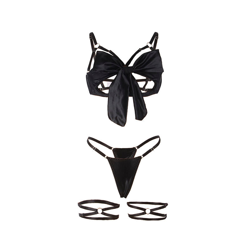 SUBBLIME - 955205 ENSEMBLE SOUTIEN-GORGE AVEC NŒUD NOIR RÉGLABLE L/XL SUBBLIME SETS