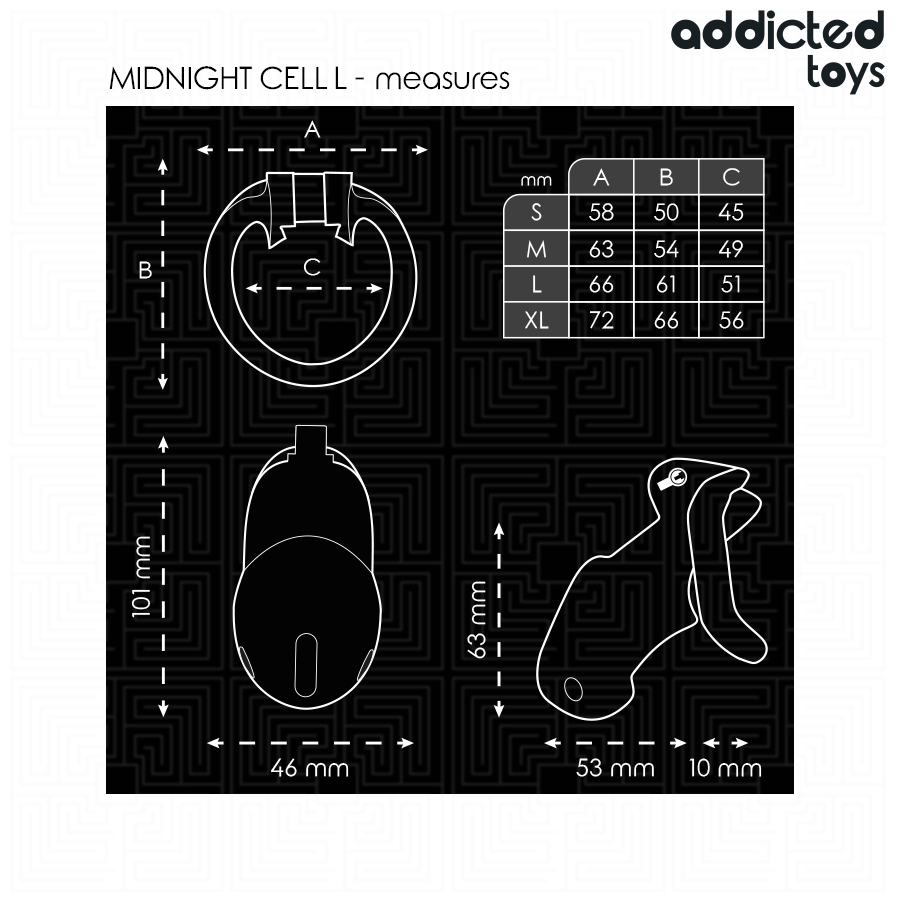 ADDICTED TOYS LOCKED - MINDNIGHT CELL CAGE À PÉNIS TAILLE L ADDICTED TOYS LOCKED