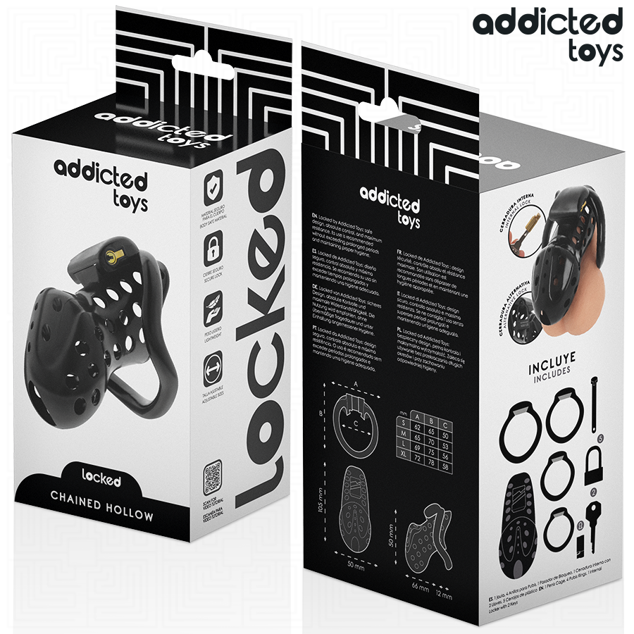 ADDICTED TOYS LOCKED - À PÉNIS CREUSE ENCHAÎNÉE 10,5 CM ADDICTED TOYS LOCKED