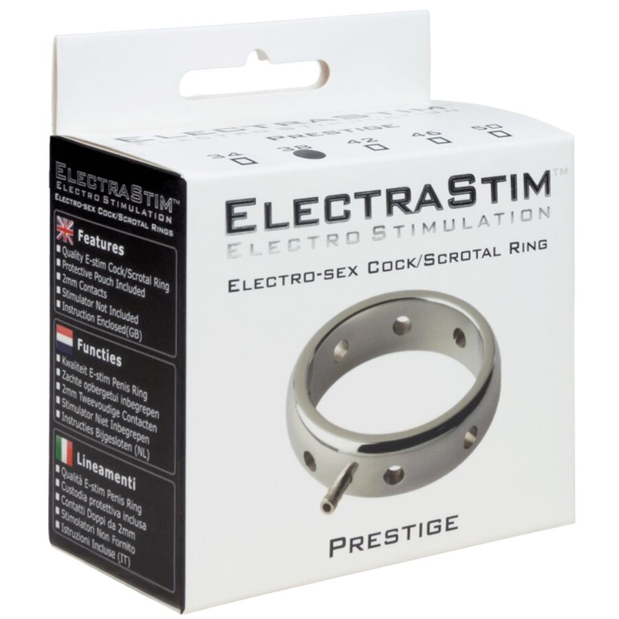 ELECTRASTIM - ANNEAU PÉNIS ÉLECTROMAGNÉTIQUE PRESTIGE EN MÉTAL 38 MM ELECTRASTIM