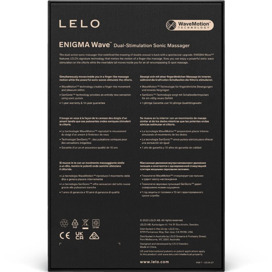 LELO - ENIGMA WAVE VIBRATION TRIPLE MASSAGER NOIR LELO