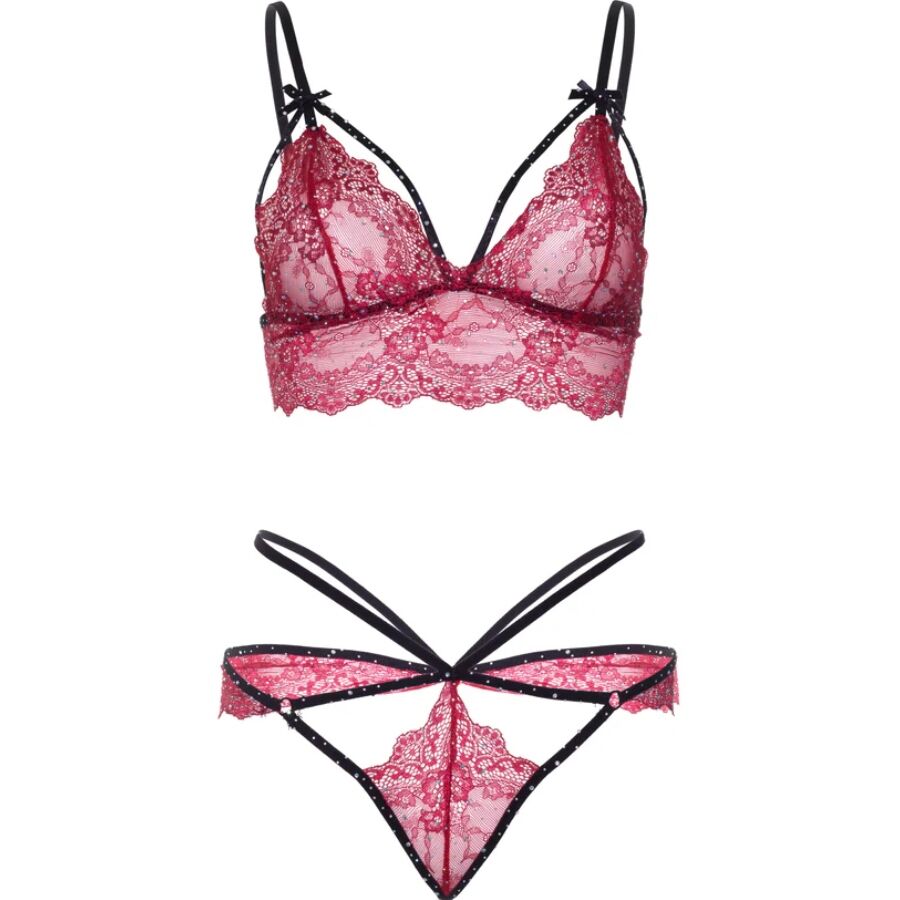LEG AVENUE - 81623 ENSEMBLE SOUTIEN-GORGE + STRING BORDEAUX TAILLE L LEG AVENUE SETS