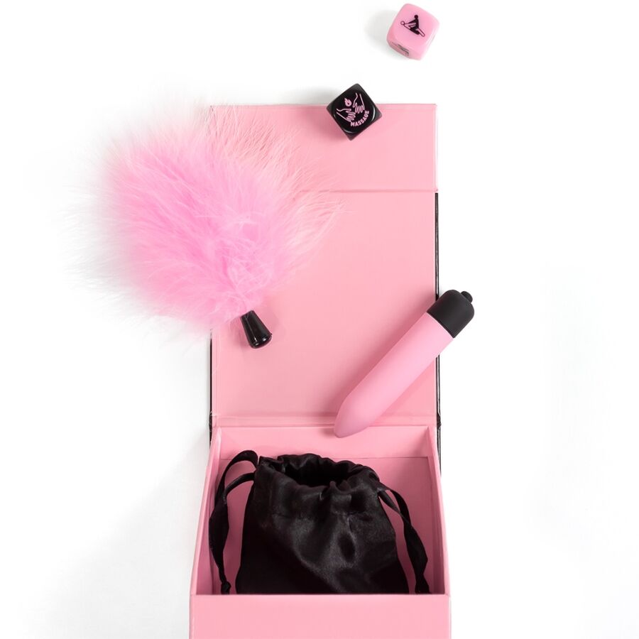 SECRET PLAY - COFFRET DE PLAISIRS POUR COUPLES : DÉS + BALLE VIBRANTE + STYLO À PLUME SECRETPLAY 100% GAMES