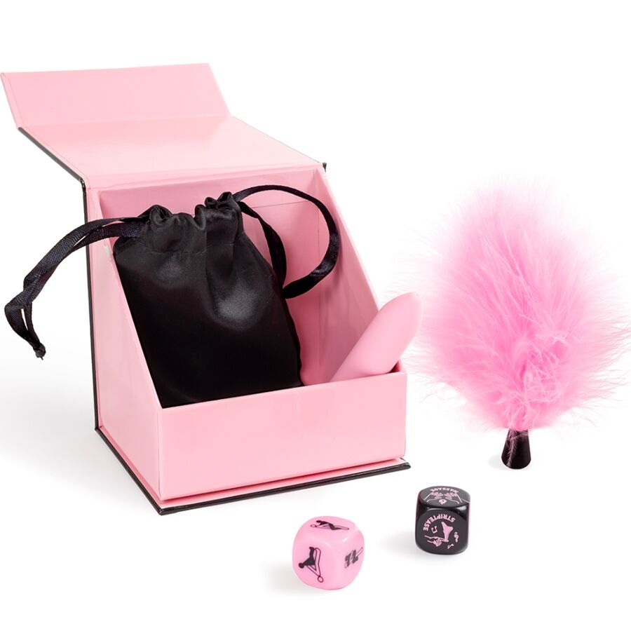 SECRET PLAY - COFFRET DE PLAISIRS POUR COUPLES : DÉS + BALLE VIBRANTE + STYLO À PLUME SECRETPLAY 100% GAMES