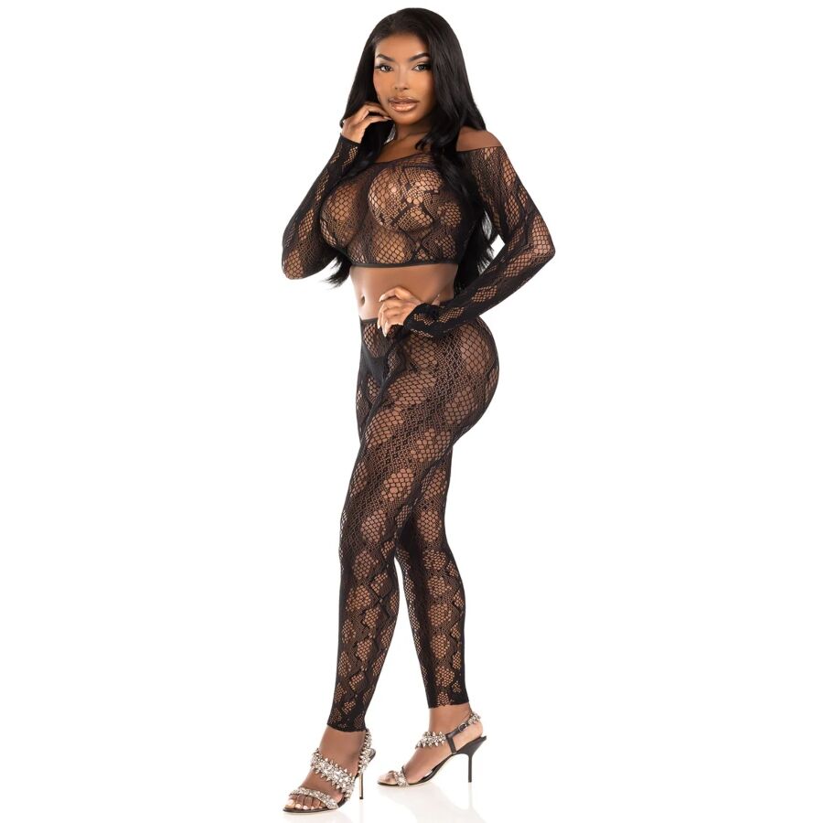 LEG AVENUE - 89373 HAUT COURT EN PYTHON ET COLLANTS SANS PIEDS NOIRS - TAILLE UNIQUE LEG AVENUE SETS