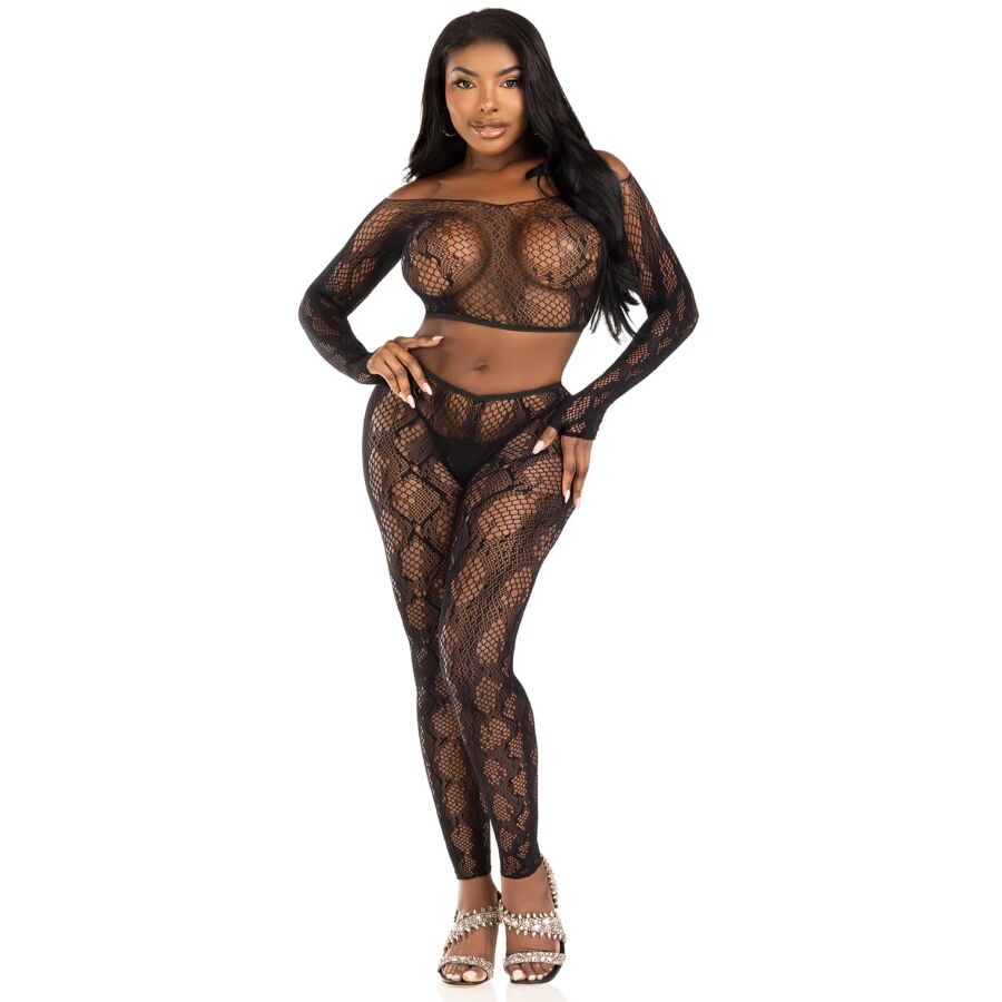 LEG AVENUE - 89373 HAUT COURT EN PYTHON ET COLLANTS SANS PIEDS NOIRS - TAILLE UNIQUE LEG AVENUE SETS