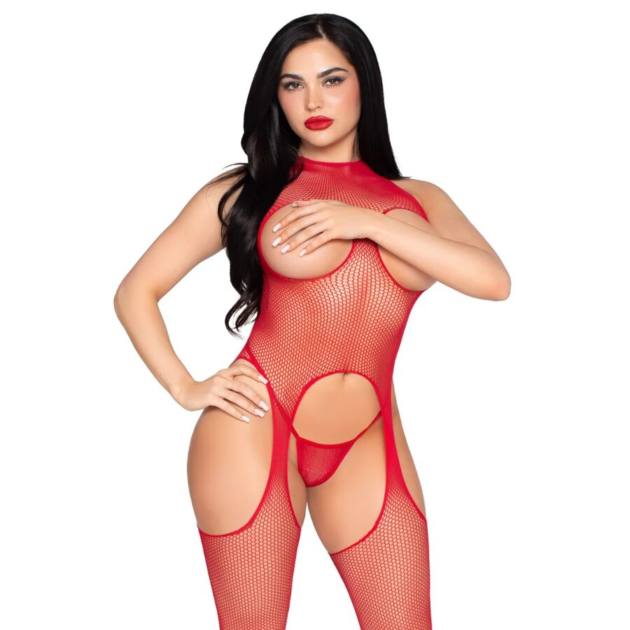 LEG AVENUE - 89374 BODYSTOCKING ET CULOTTE ROUGES SANS COUVERCLE - TAILLE UNIQUE LEG AVENUE BODYSTOCKINGS