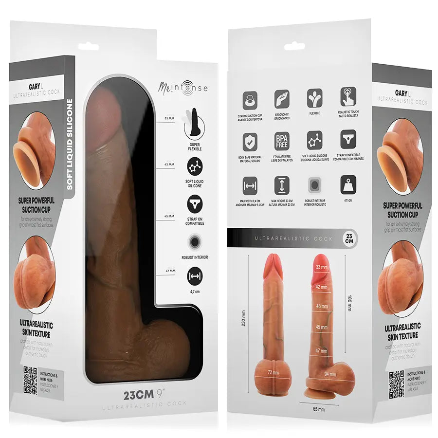 MR INTENSE - GARY L PÉNIS EN SILICONE ULTRA-RÉALISTE AVEC TESTICULES 23 CM - Ø 4,7 CM MR. INTENSE DILDOS