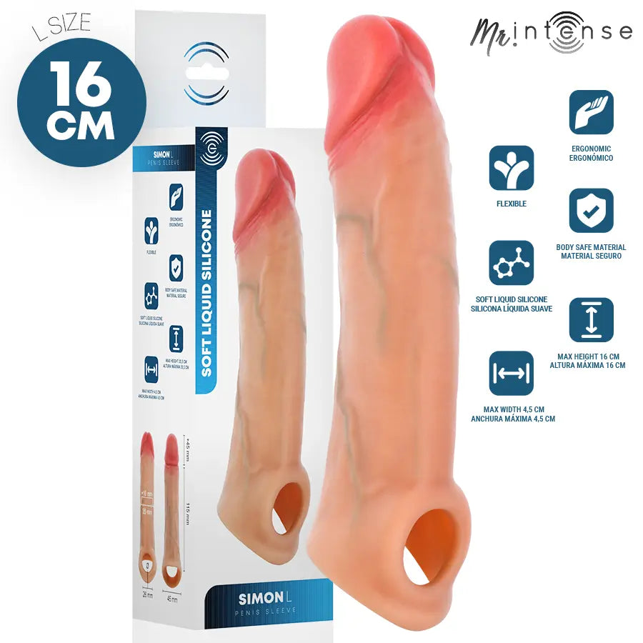MR INTENSE - SIMON L PROTECTION PÉNALE EN SILICONE 16 CM -Ø- 4,5 CM MR. INTENSE PENIS ACCESSORIES