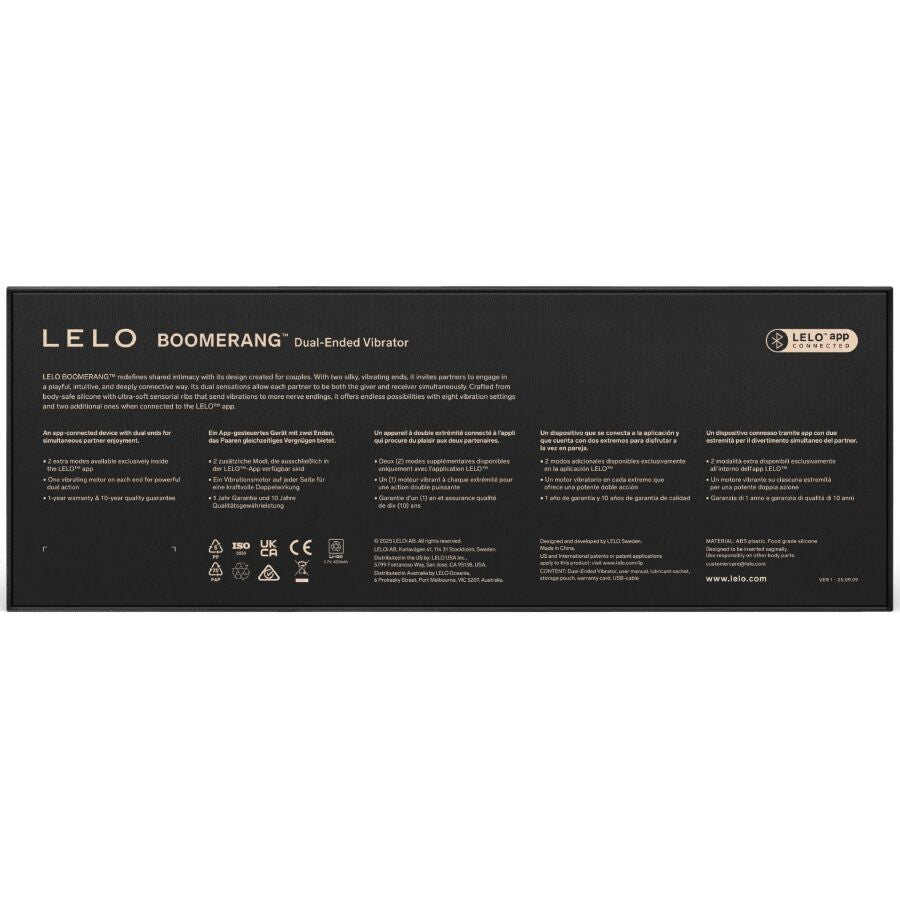 LELO - BOOMERANG VIBRATEUR À DOUBLE EXTRÉMITÉ CERISE LELO