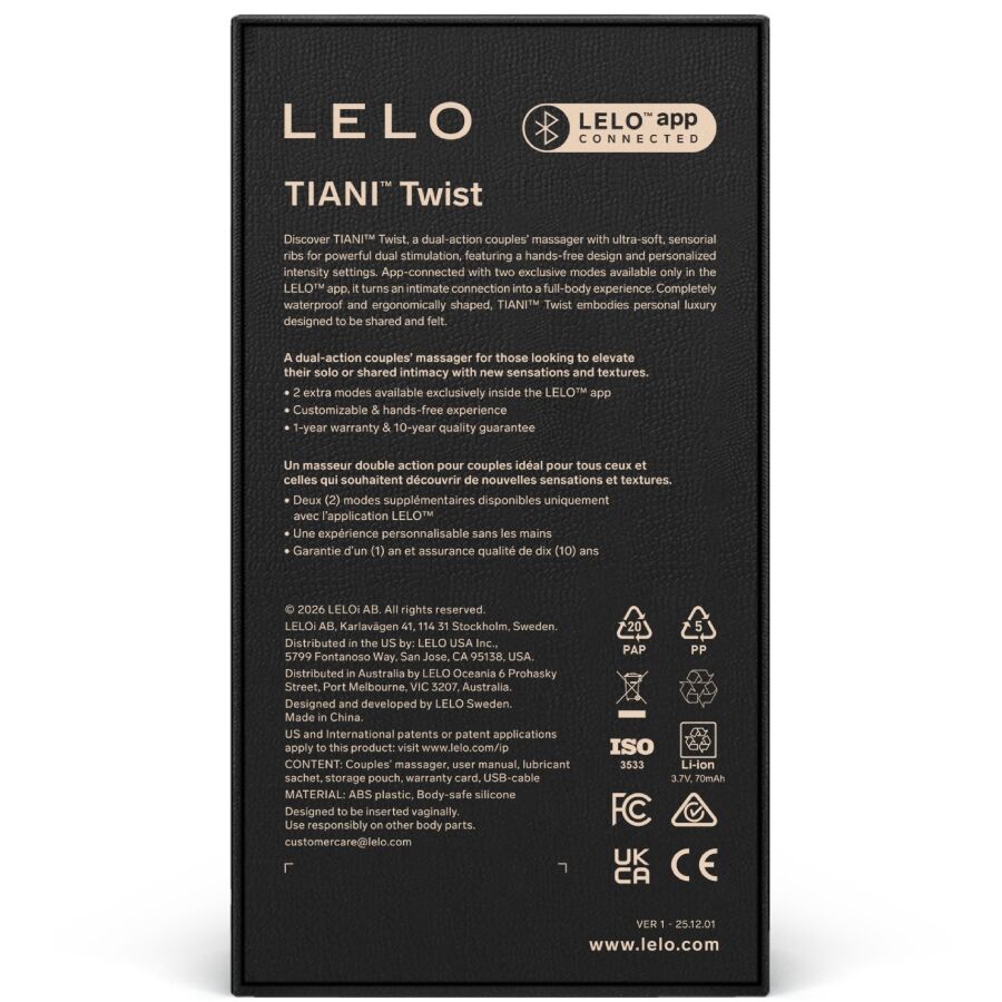 LELO - TIANI TWIST COUPLES VIBRATEUR EN MOUSSE LELO