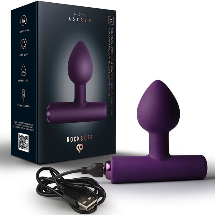 ROCKS-OFF - MINI BAGUETTE RECHARGEABLE 16 FONCTIONS ROSE PIVOINE ROCKS-OFF