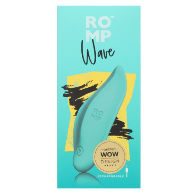 ROMP - VIBRATEUR WAVE STIMULATEUR CLITORIAL FORME ERGONOMIQUE VERT D'EAU ROMP