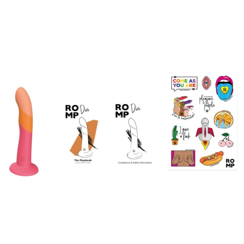 ROMP - DIZI GODEMICHET EN SILICONE AVEC VENTOUSE TRICOLÉ 18 CM ROMP