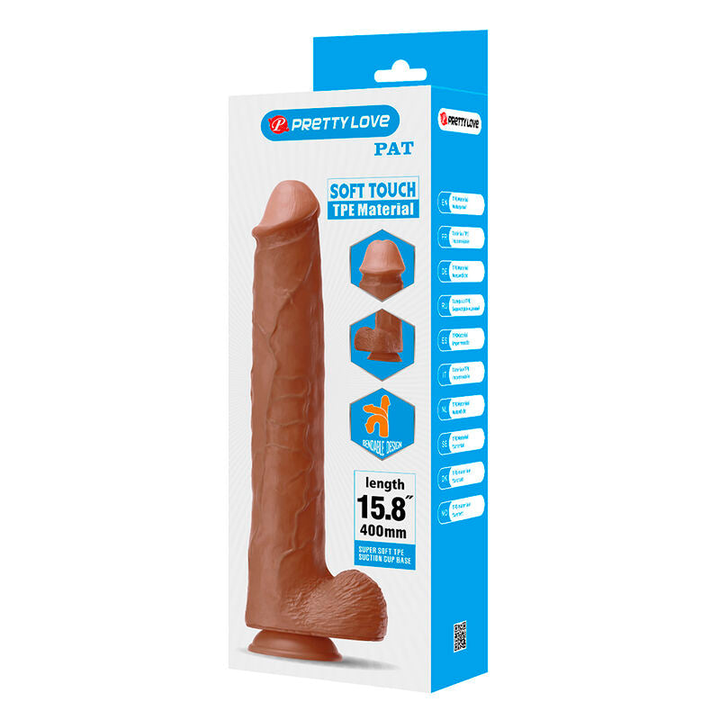 PRETTY LOVE - PAT GODEMICHET FLEXIBLE RÉALISTE AVEC VENTOUSE 40 CM -Ø- 6 CM MARRON DILDOS