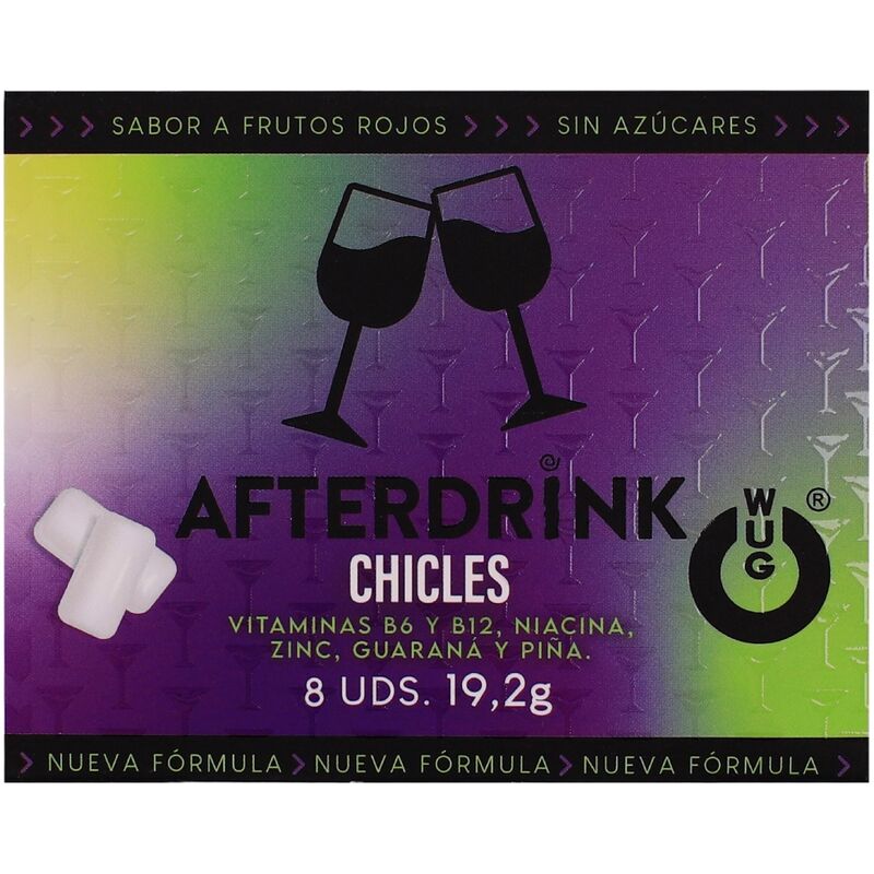 WUG After Drink – Le chewing-gum fonctionnel qui vous aide à retrouver de l'énergie après une soirée. Plaquette de 8 unités WUG GUM