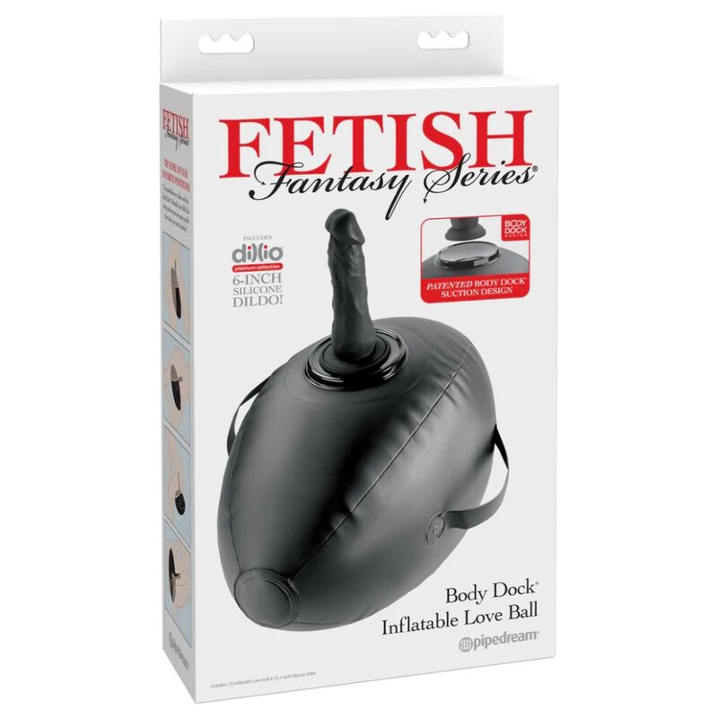 FETISH FANTASY SERIES - BODY DOCK BOULE GONFLABLE AVEC GODEMICHET NOIR 41,9 CM FETISH FANTASY SERIES
