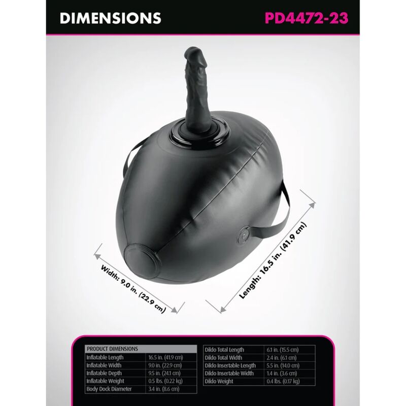FETISH FANTASY SERIES - BODY DOCK BOULE GONFLABLE AVEC GODEMICHET NOIR 41,9 CM FETISH FANTASY SERIES