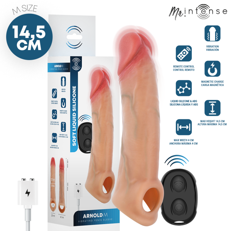 MR INTENSE - ARNOLD M VIBRATEUR MANCHON PÉNIS EN SILICONE AVEC TÉLÉCOMMANDE 14,5 CM -Ø- 4 CM MR. INTENSE PENIS ACCESSORIES