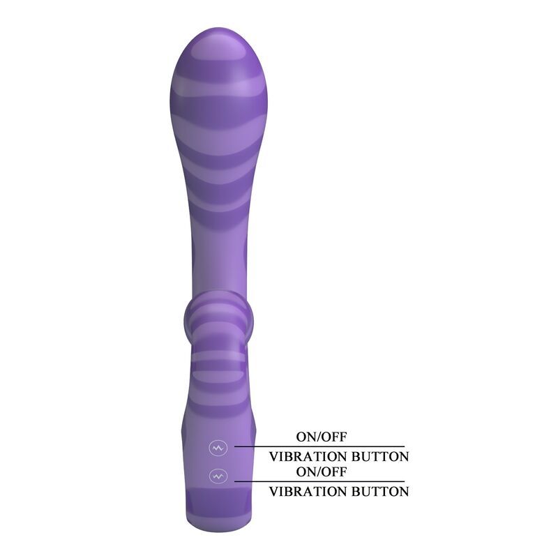 PRETTY LOVE - VIBRATEUR DOUBLE EMBOUT AVEC POIGNÉE 19 CM Ø 3,5 CM VIOLET HIGH TECH
