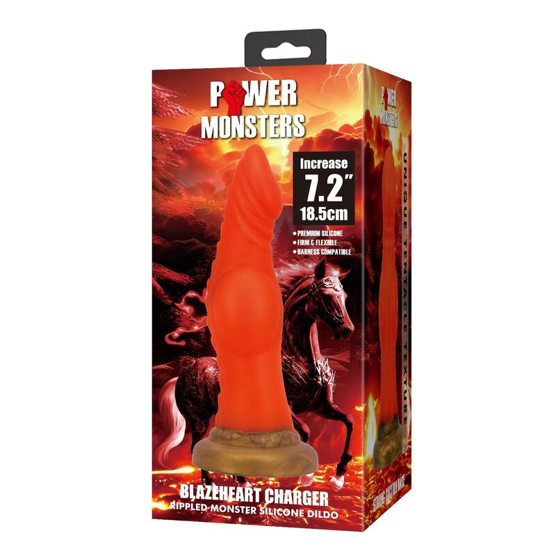 POWER MONSTERS - BLAZEHEART CHARGER FANTASY GODEMICHET EN SILICONE 18,5 CM Ø 4,5 CM POWER MONSTERS